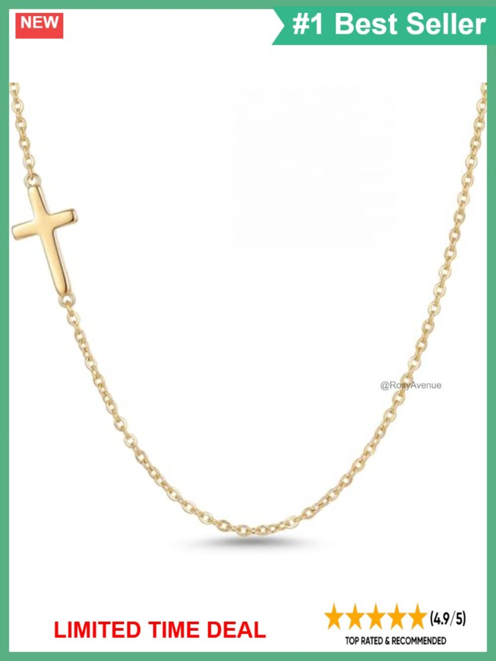 Dainty Cross Necklace 18K Gold Plated 925 Sterling Silver Pendant Necklace